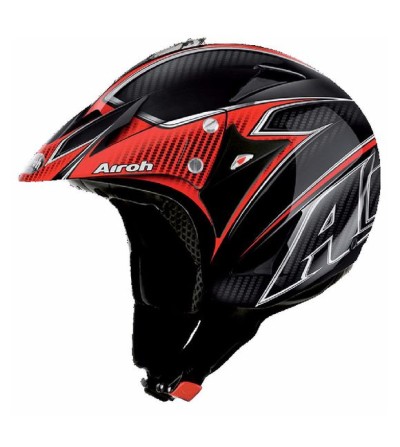 CASCO AIROH EVERGREEN CARBON ROJO