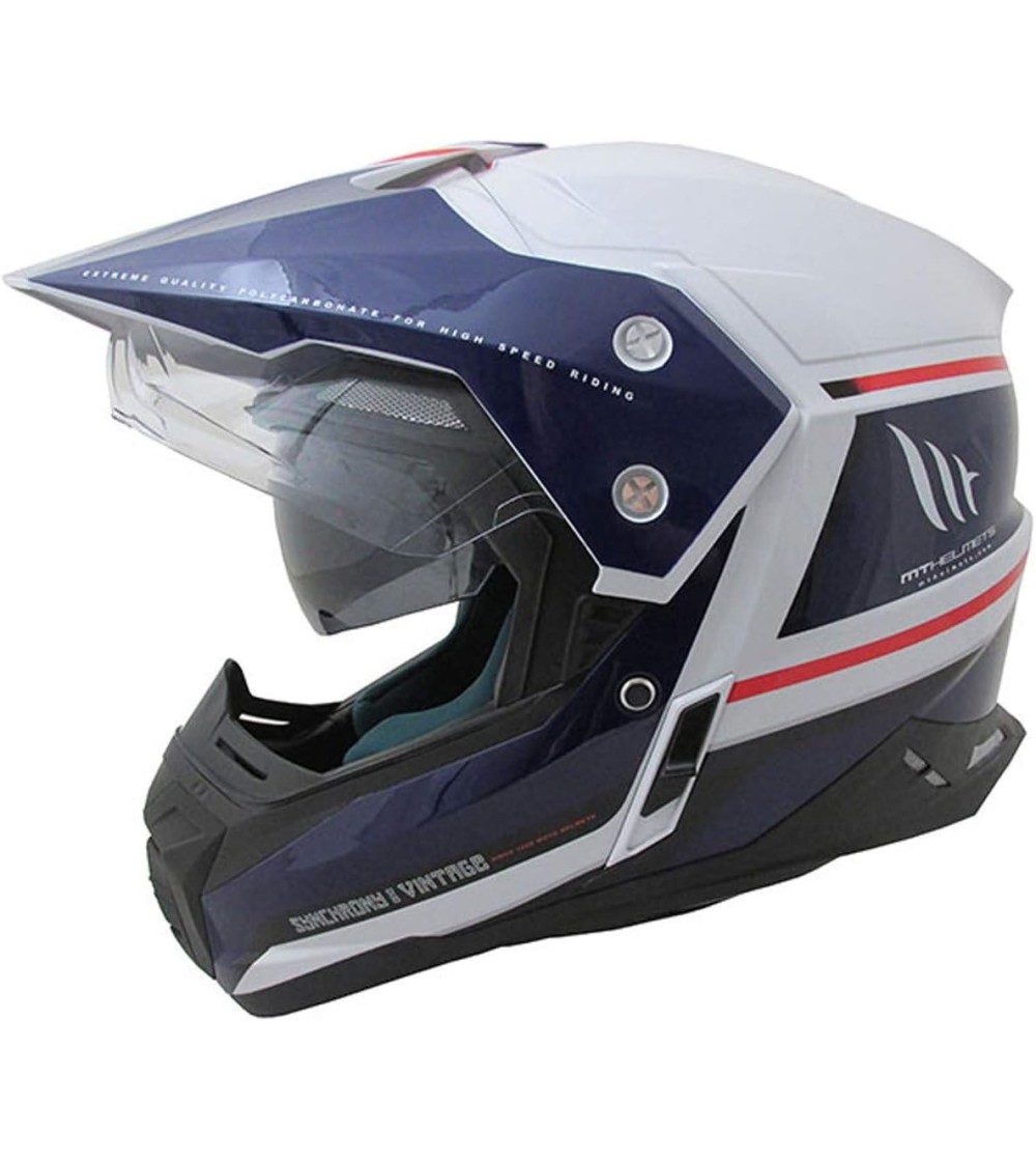 CASCO MT SYNCHRONY DUO SPORT VINTAGE GLOSS PEARL WHITE/BLUE/RED - TALLA XS