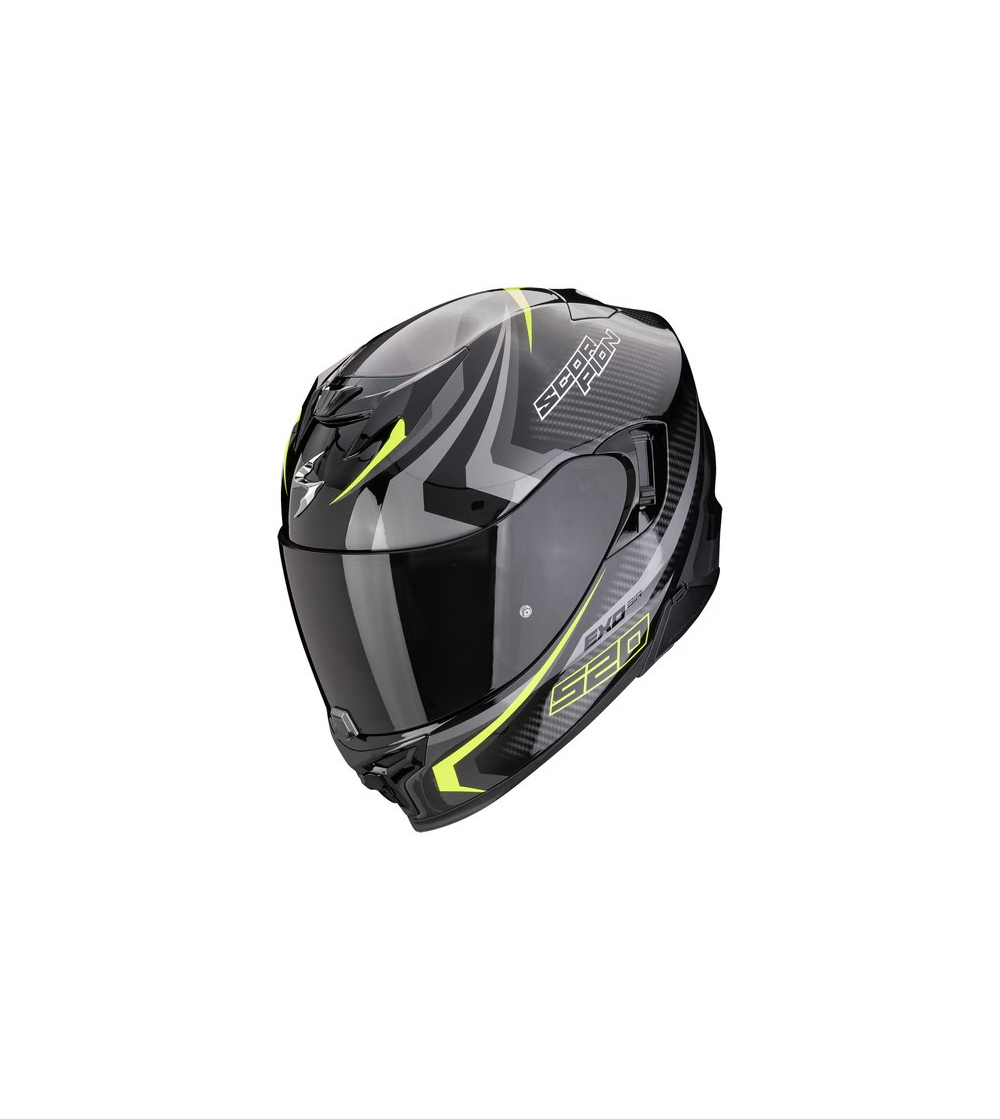 CASCO SCORPION EXO-520 EVO AIR TERRA NEGRO/PLATA/AMARILLO FLUOR